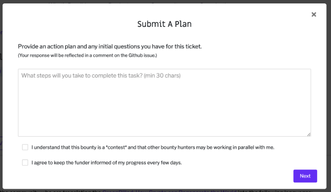 Submit an action plan for the bounty.