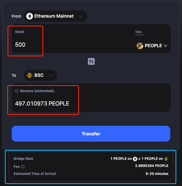 Note that there will be a difference between the amount you send and the amount you receive, which is determined by the base fee. For the exact definition of each item in the transaction, check the tooltips next to “Fee”.
