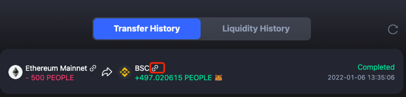 Congratulations on completing your $PEOPLE cross-chain transfer on cBridge!